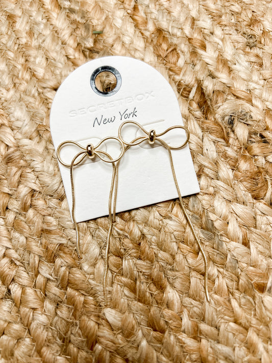 Gold Bow Dangle Earrings