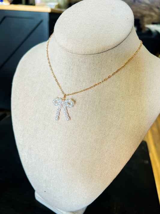 Pearl Bow Necklace