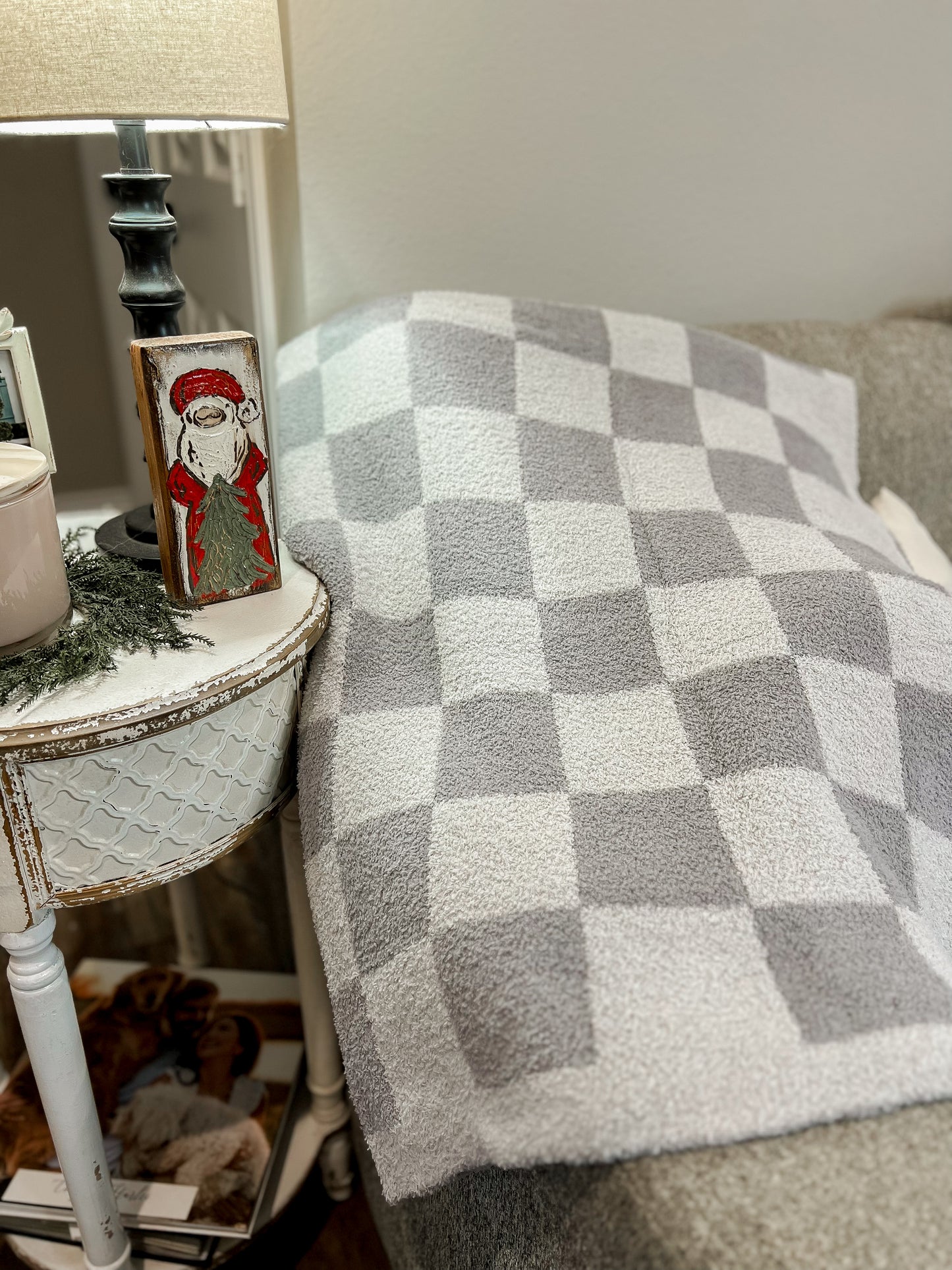 Gray Checkered Blanket