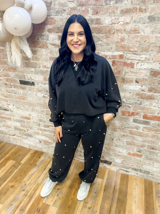 Pearl Long Sleeve Top - Black