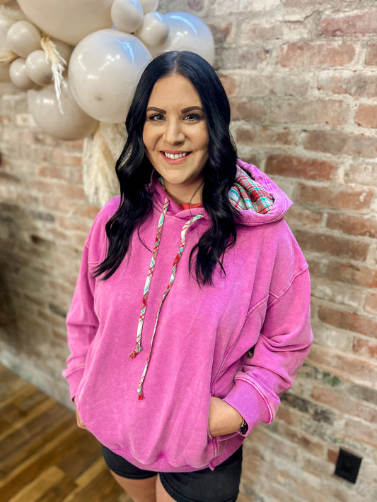 Plaid Mineral Wash Hoodie