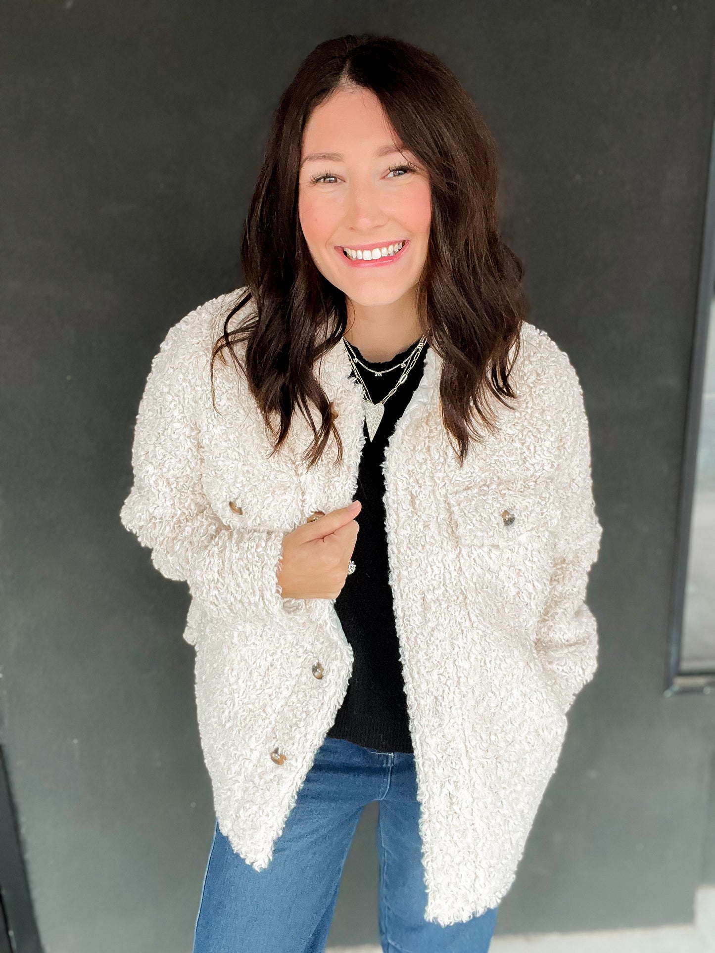 Cream Sherpa Shacket