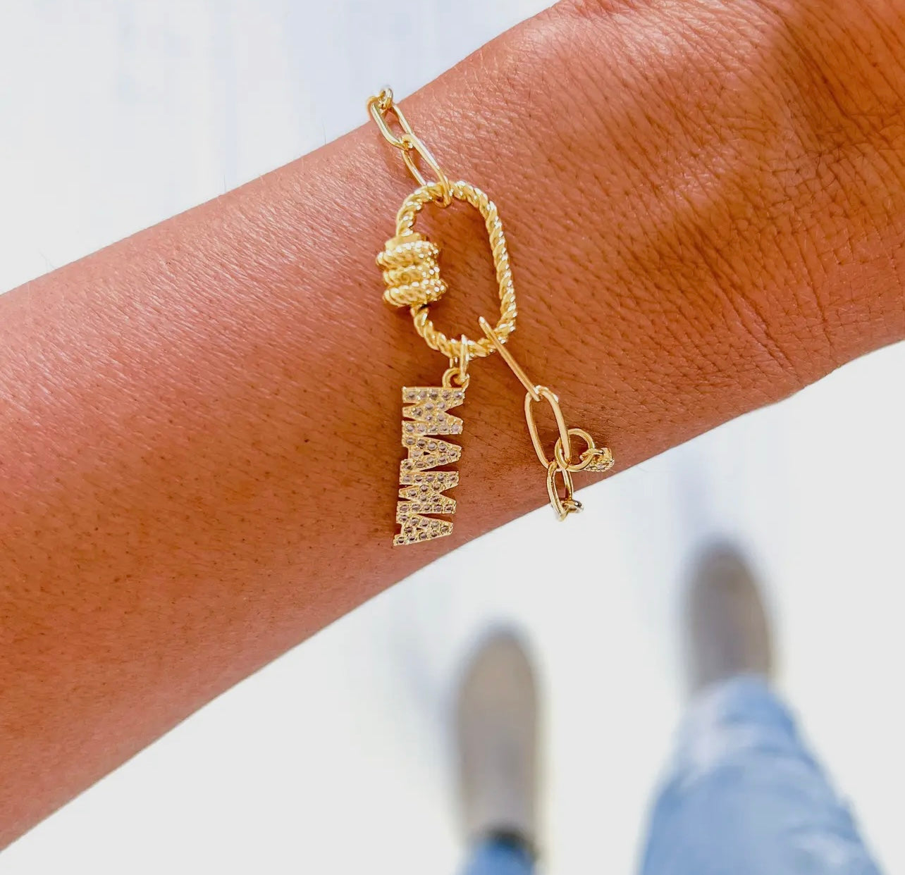 Gold Filled Pave Mama Bracelet