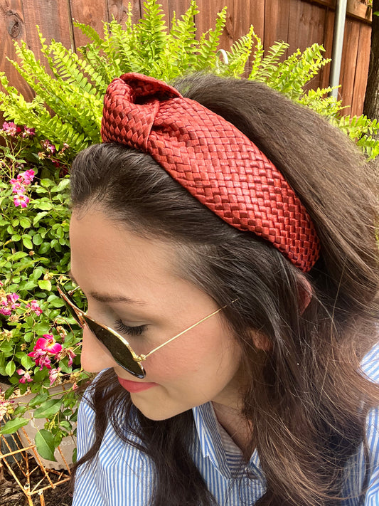 Knotted Woven Rust Headband