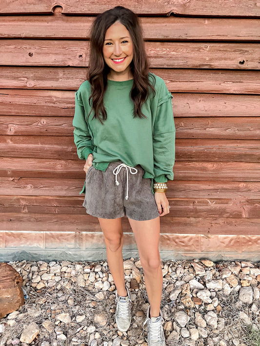 Gray Corduroy Shorts