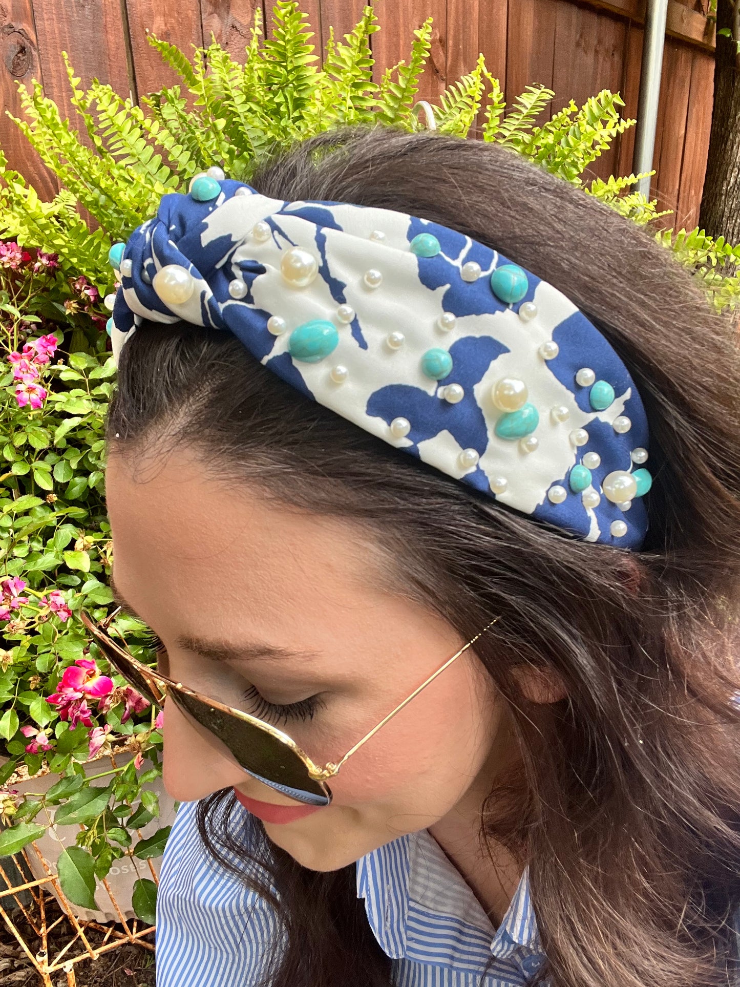 Floral Turquoise Stone Headband
