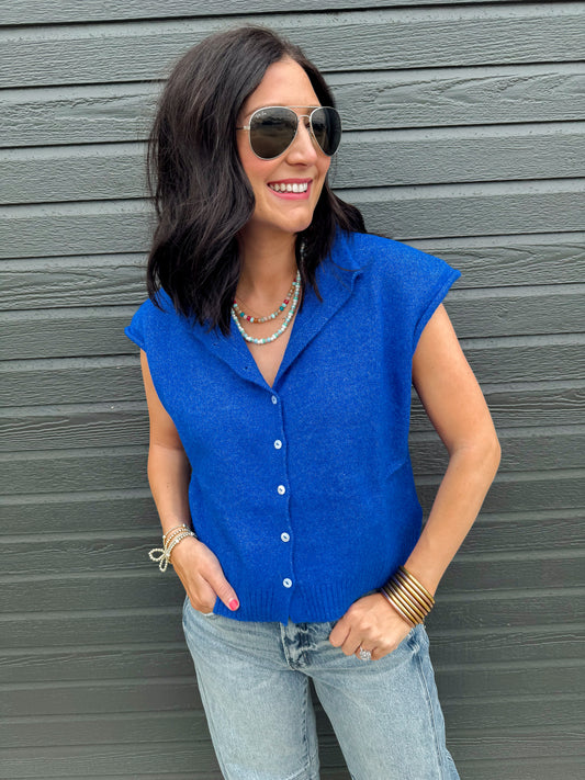Blue Sweater Vest Cardigan