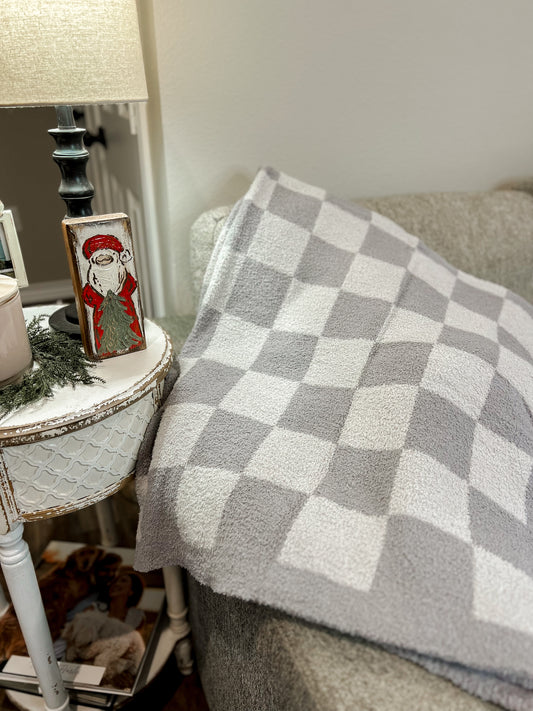 Gray Checkered Blanket