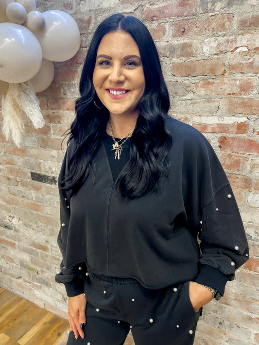 Pearl Long Sleeve Top - Black