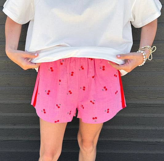 Linen Cherry Shorts