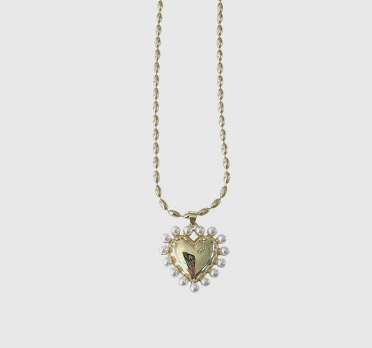 Gemelli Pearl Heart Necklace
