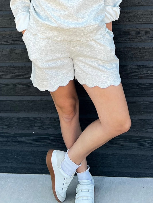 Heathered Grey Scalloped Shorts