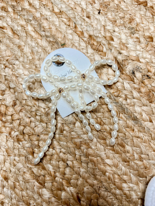 Statement Pearl Bow Earrings