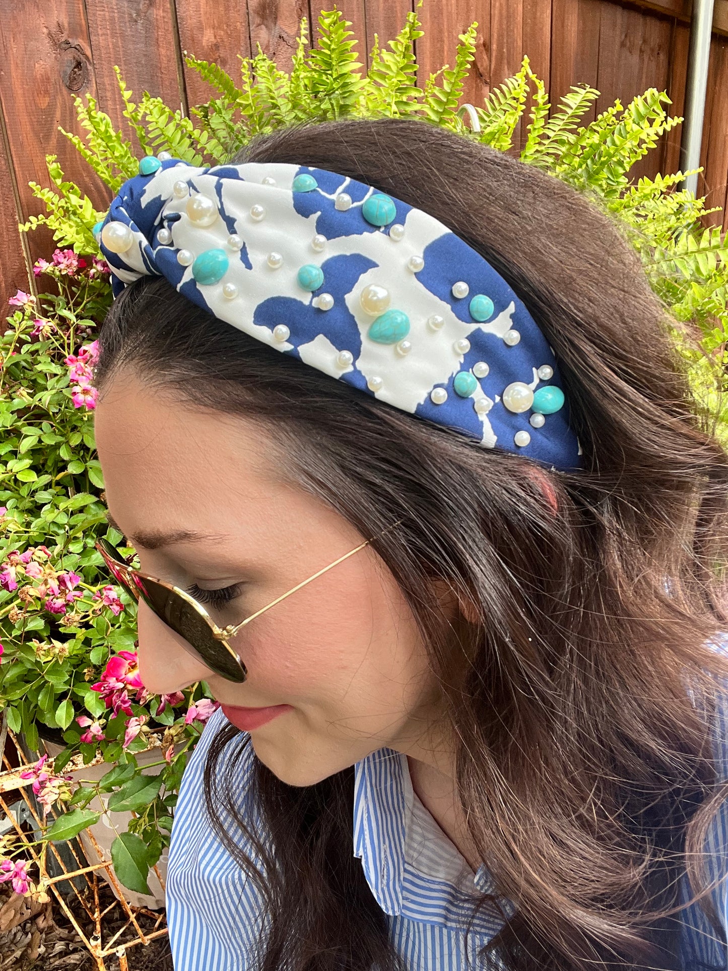 Floral Turquoise Stone Headband