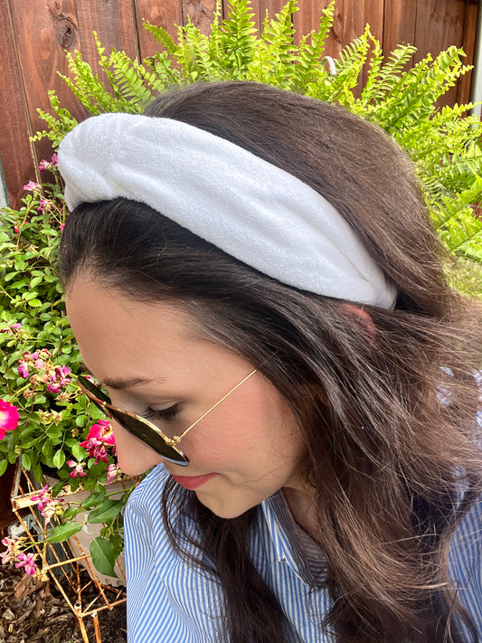 White Terry Knit Headband