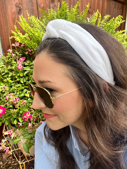 White Terry Knit Headband