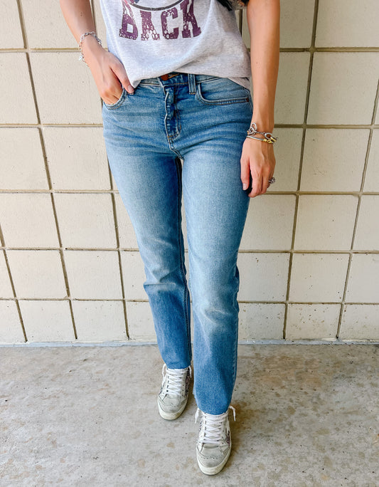 Medium Wash Straight Leg Jeans