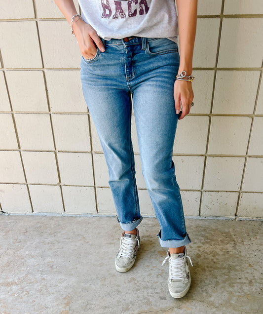 Medium Wash Straight Leg Jeans