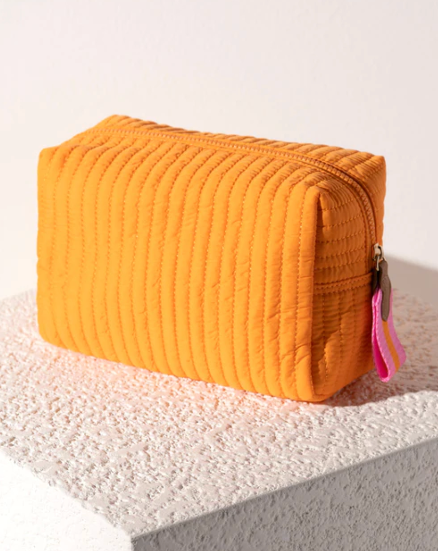 Ezra Quilted Nylon Cosmetic Pouch - Orange