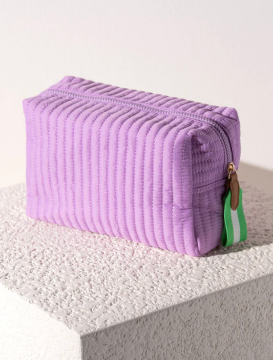 Ezra Quilted Nylon Cosmetic Pouch - Lilac